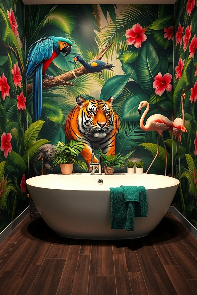 vibrant adventurous bathroom decor
