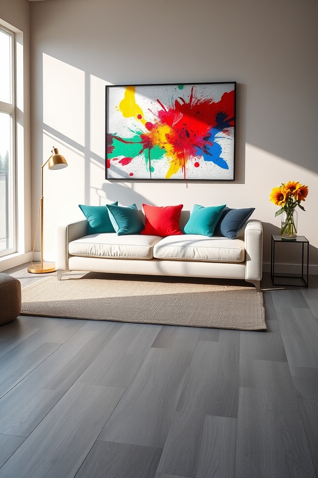 vibrant artwork enhances grey