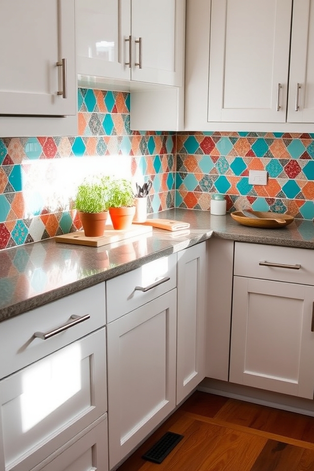 vibrant backsplash enhances aesthetics