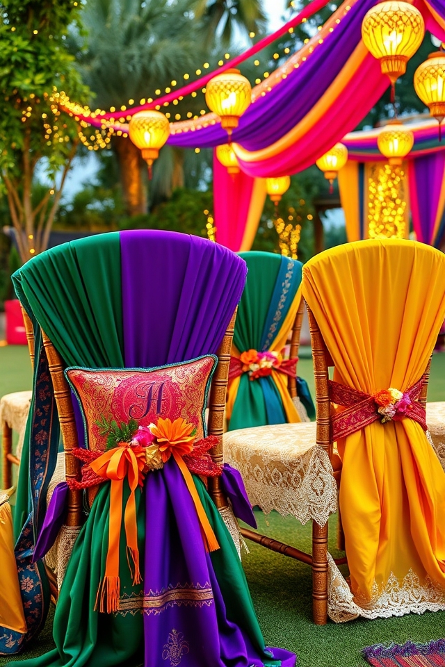 vibrant chair embellishments and personalization