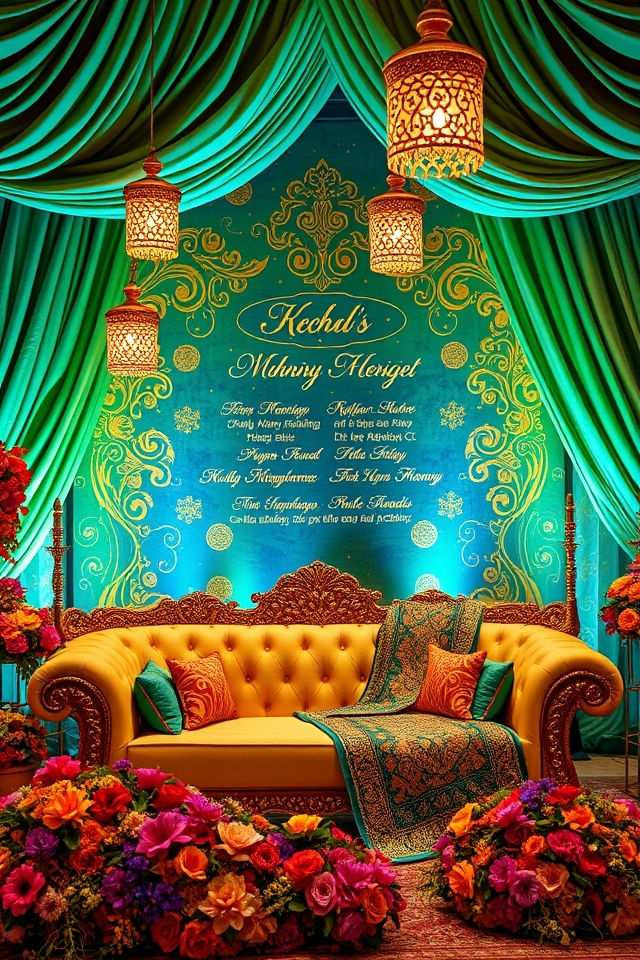 vibrant customized mehendi backdrop