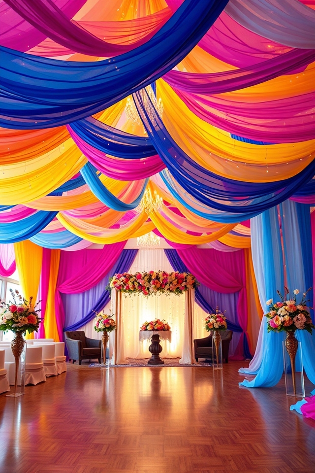 vibrant fabric event decor
