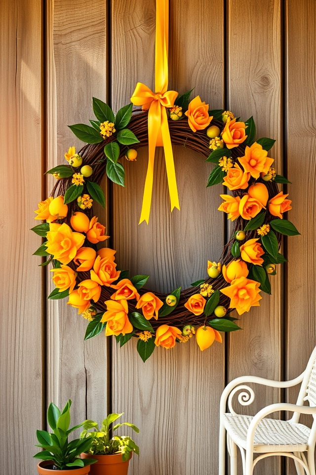 vibrant fresh mango wreath