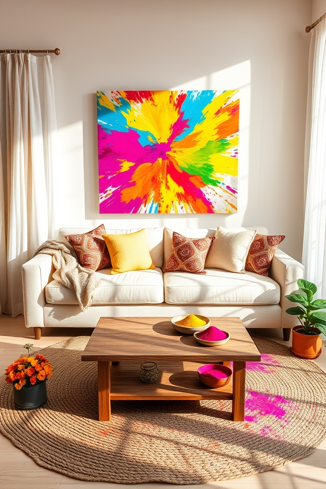 vibrant holi inspired canvas artwork