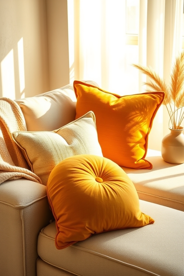 vibrant mango throw pillows