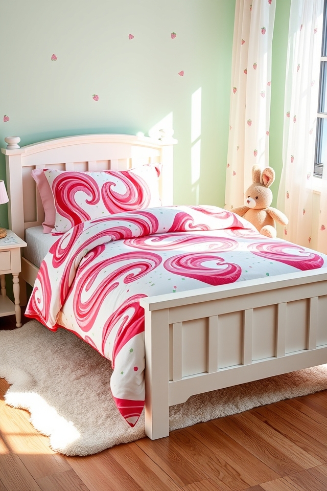 vibrant strawberry swirl bedding