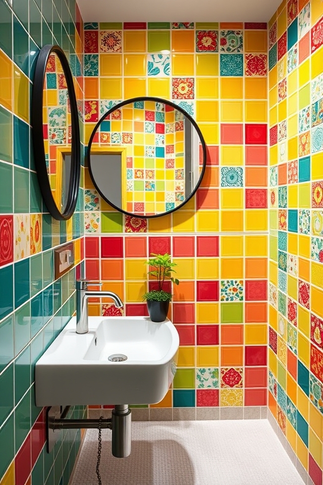 vibrant tiled restroom makeover
