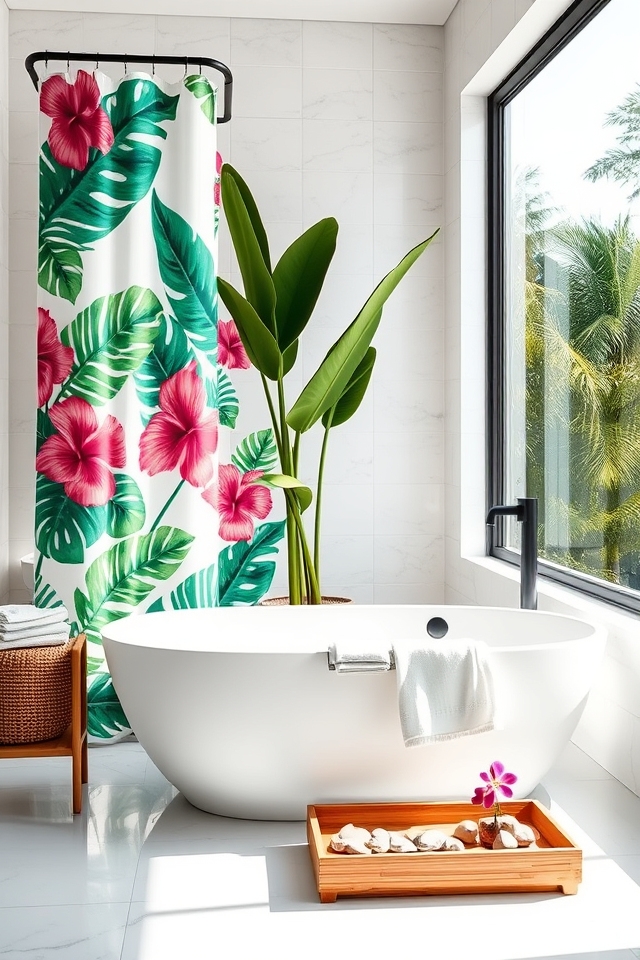 vibrant tropical bathroom oasis
