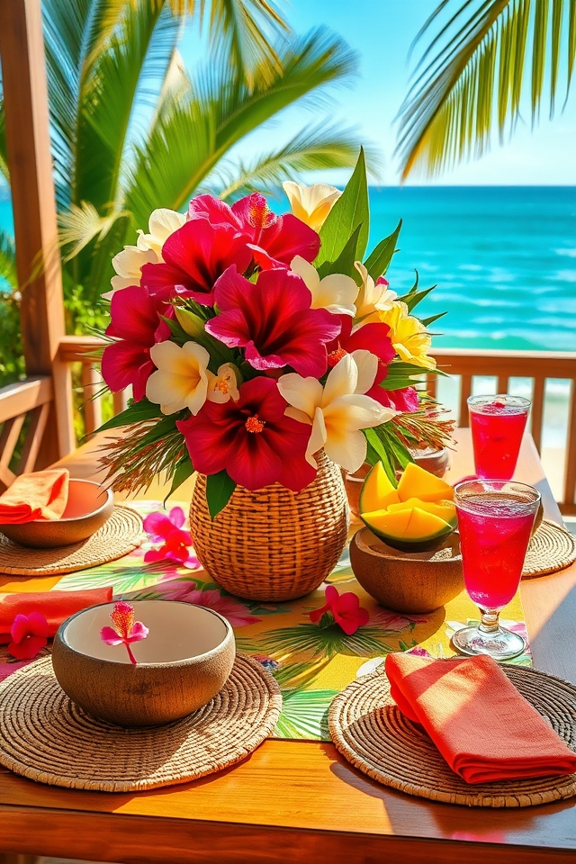 vibrant tropical floral settings
