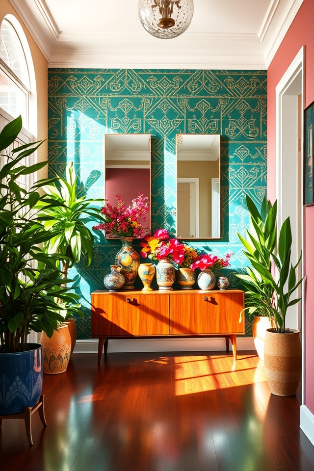 vibrant walls enhance entrance