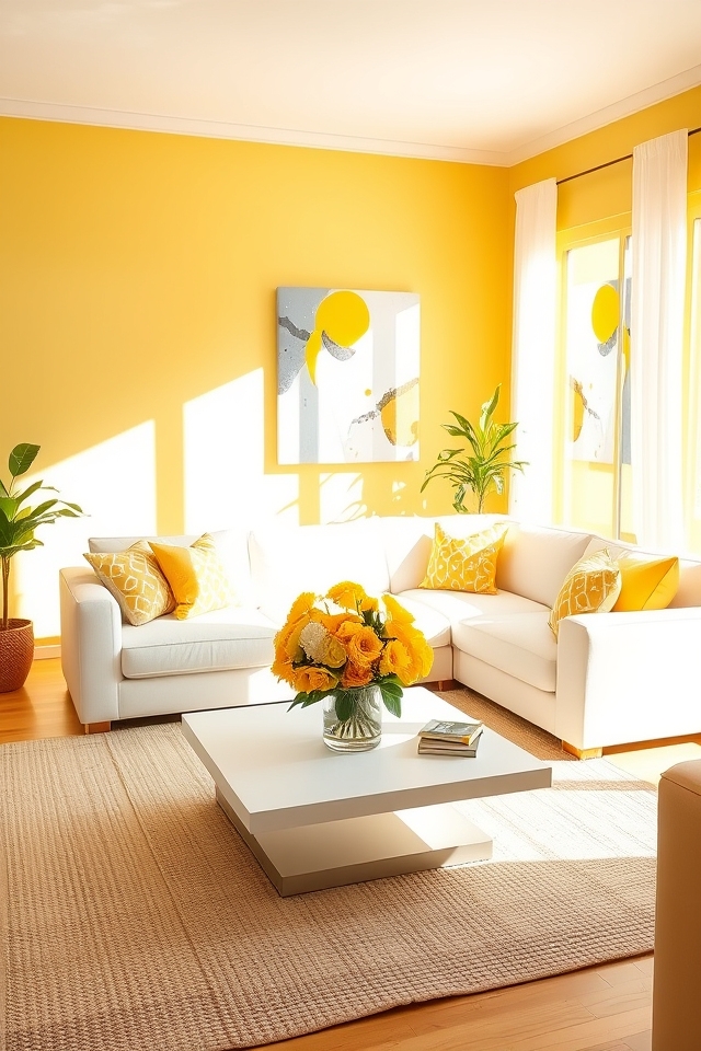 vibrant yellow living room