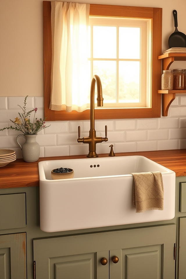 vintage apron front farmhouse sink