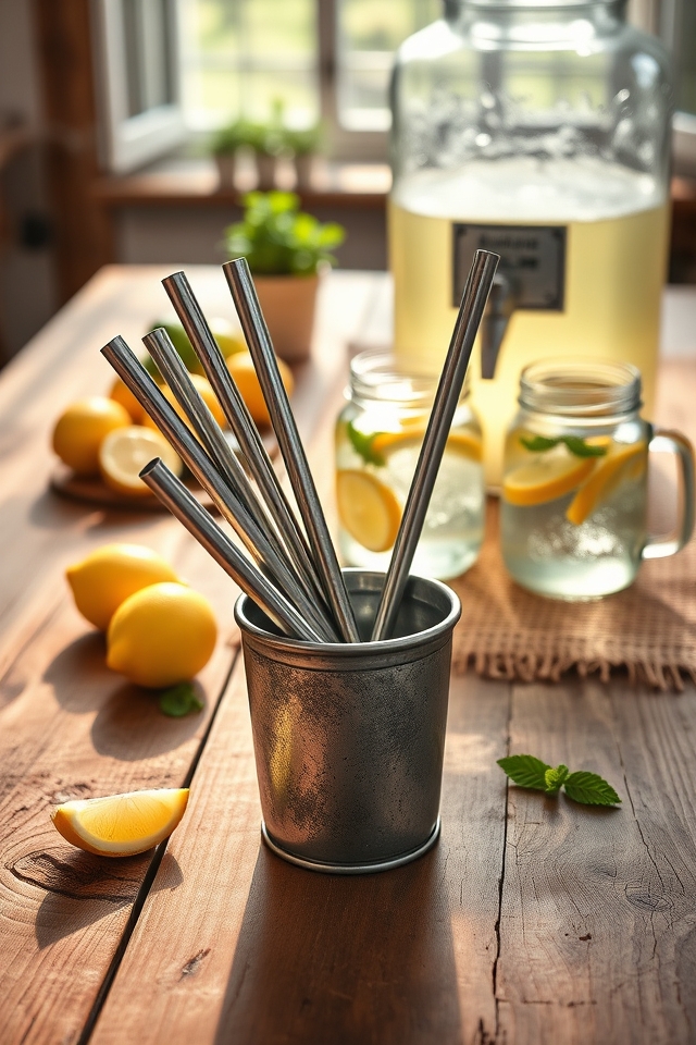 vintage eco friendly metal straws