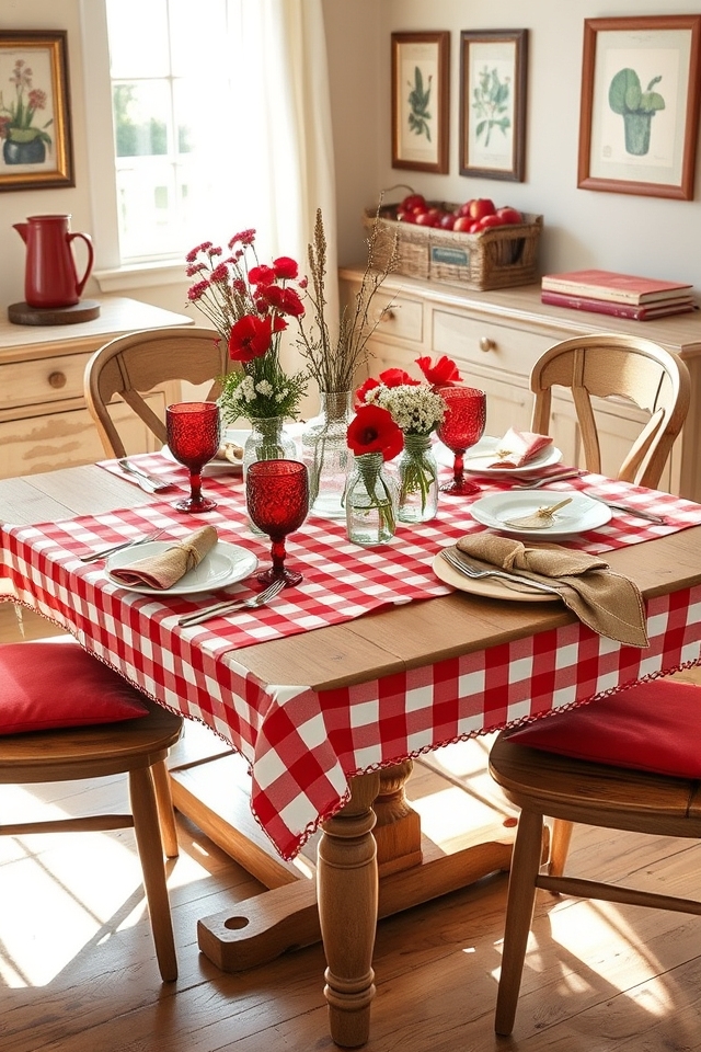 vintage red white checkered