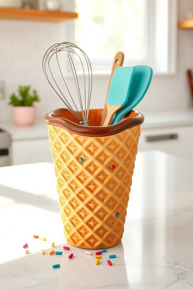 waffle cone utensil holder