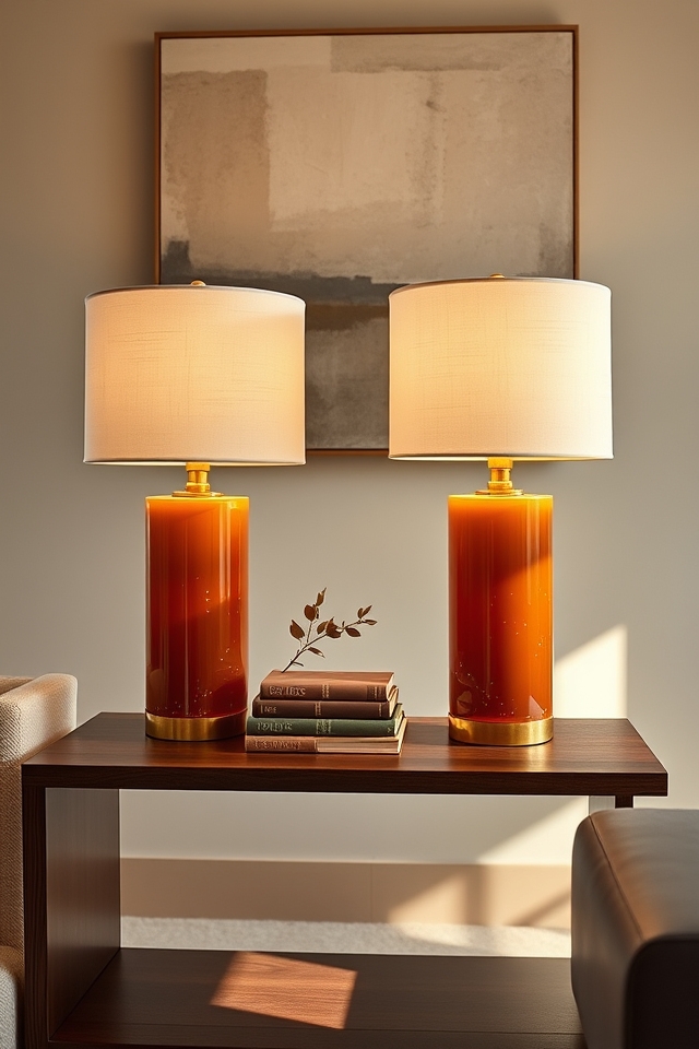 warm glossy caramel lamps