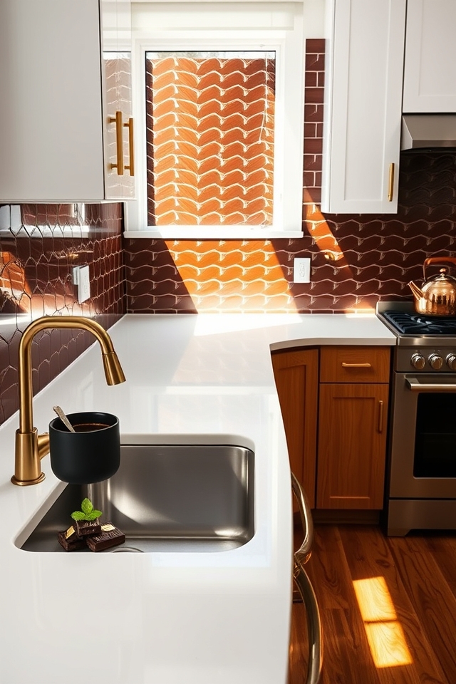 warm inviting chocolate backsplash
