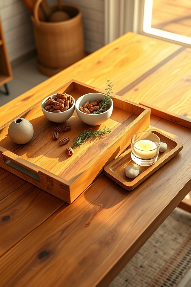 warm nutty wooden trays