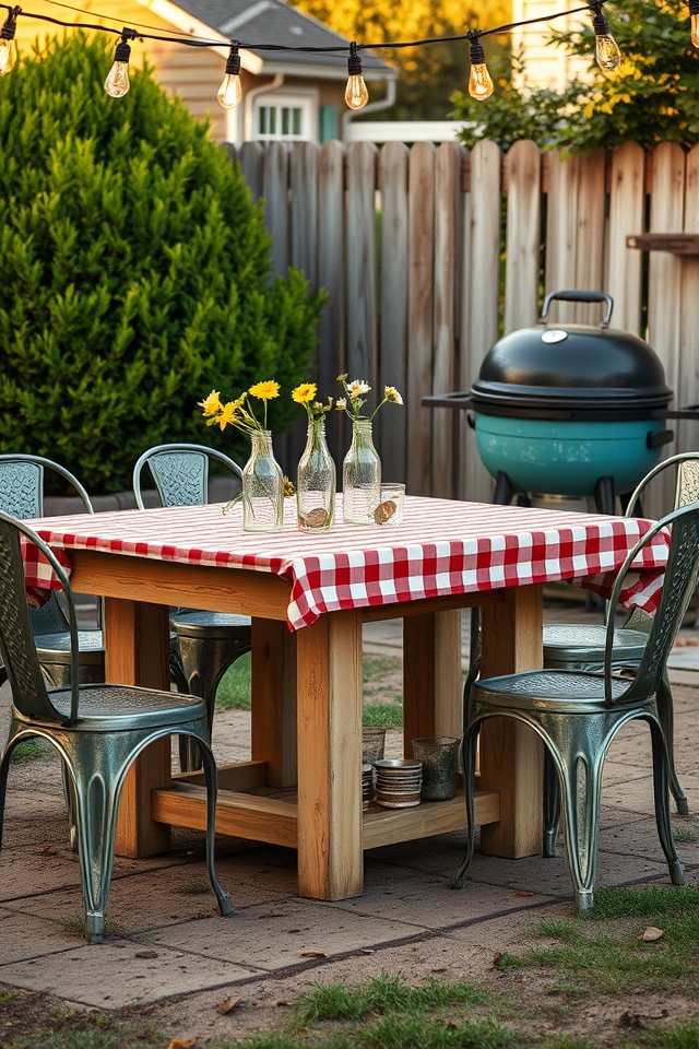 weathered wooden barbecue nook