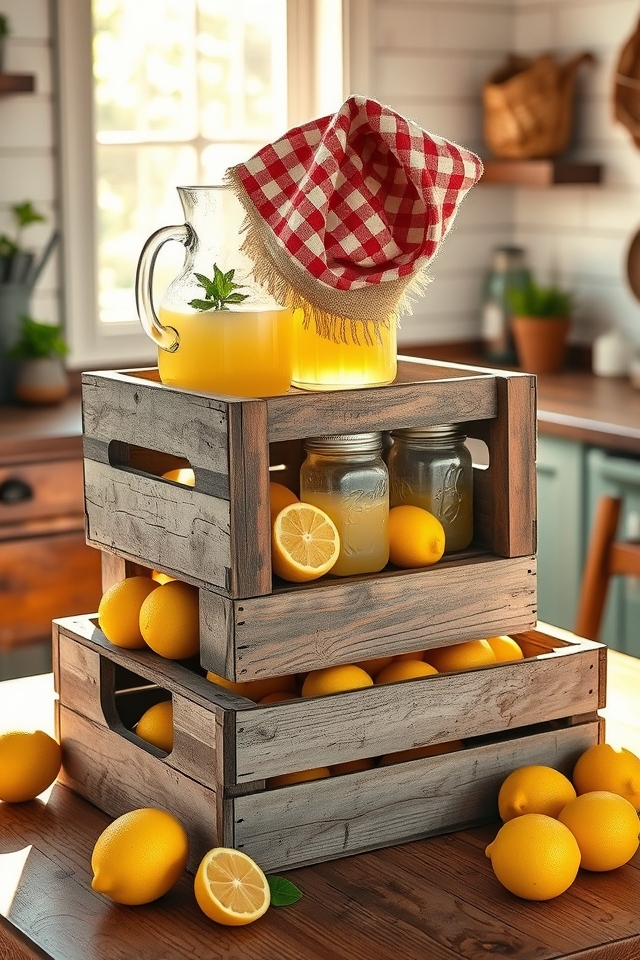weathered wooden crate display