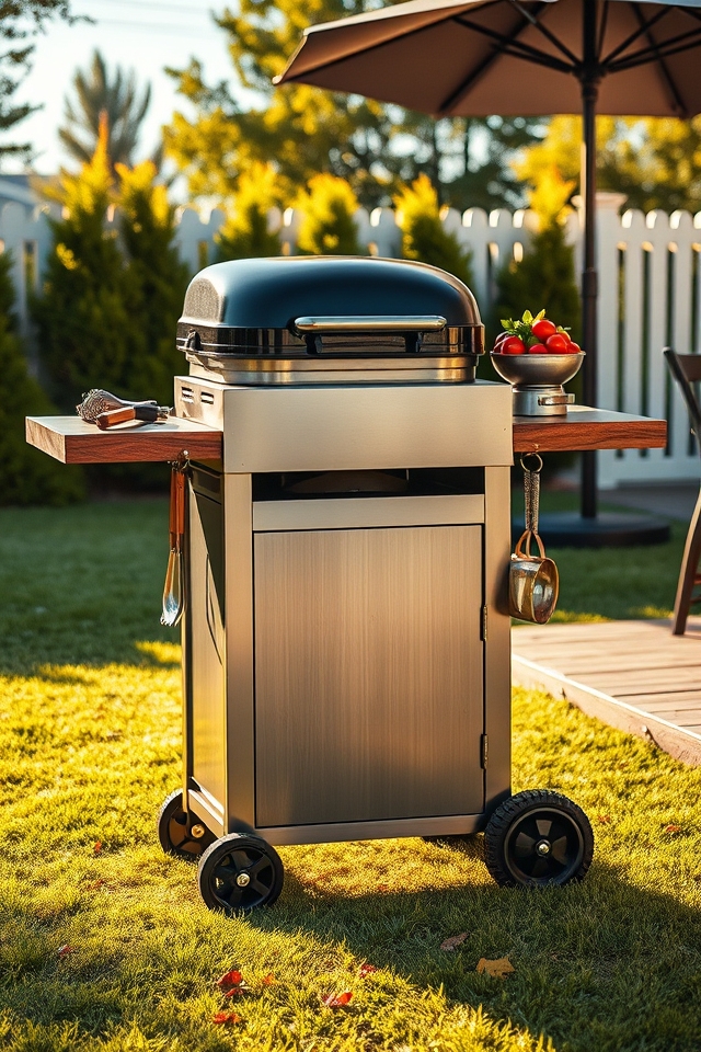 wheeled portable bbq storage