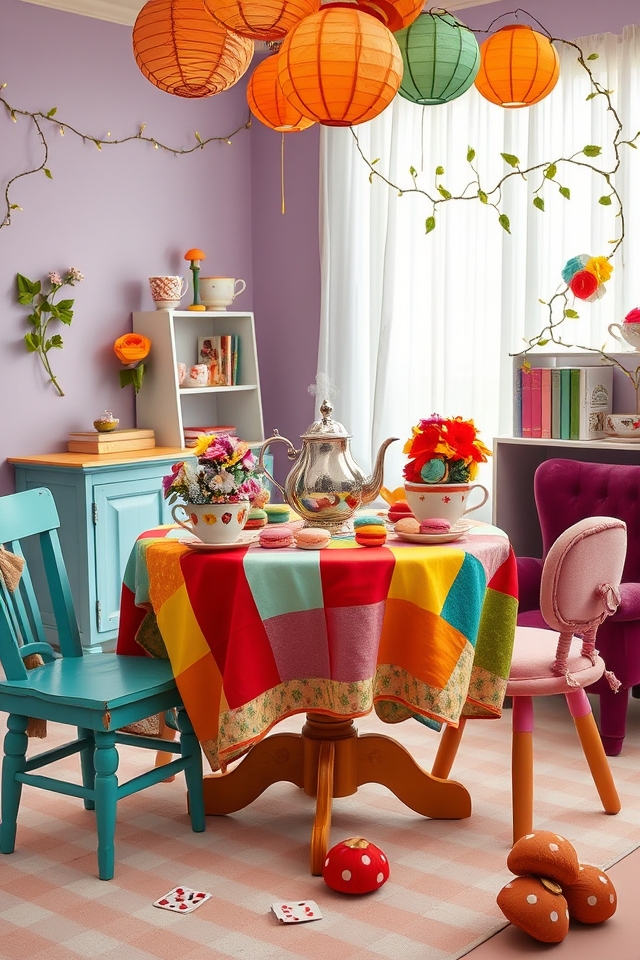 whimsical mismatched unbirthday decorations