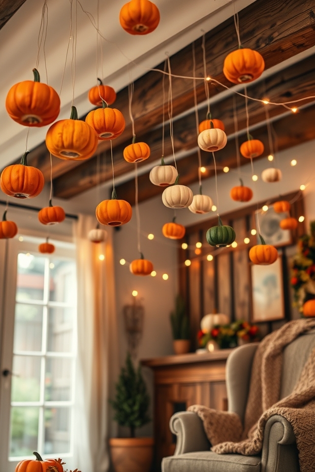 whimsical pumpkin ceiling decor