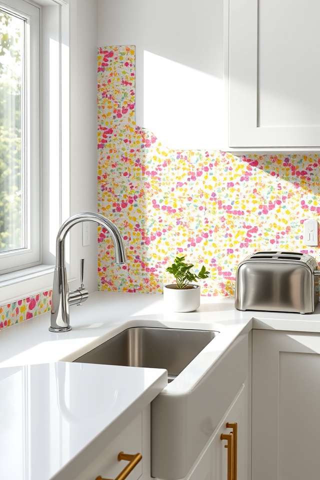 whimsical sprinkle backsplash tiles