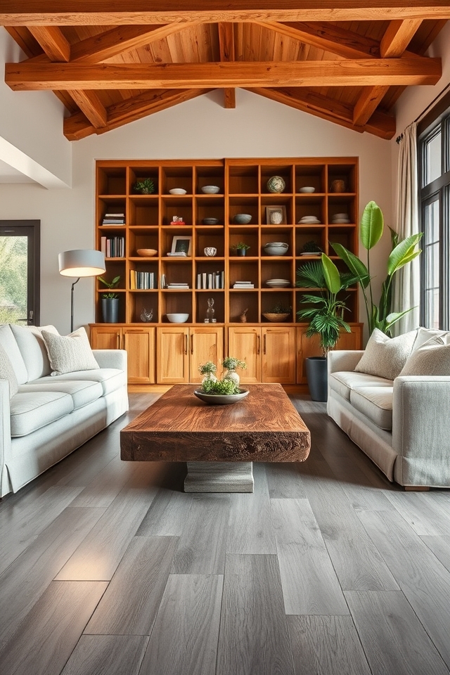 wood accents enhance warmth