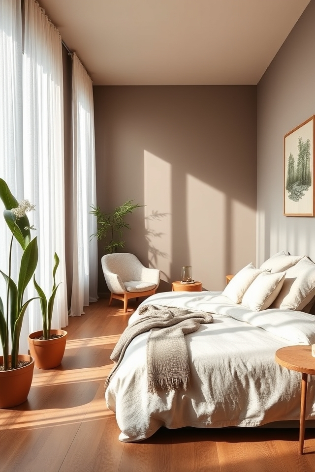 zen bedroom with plants