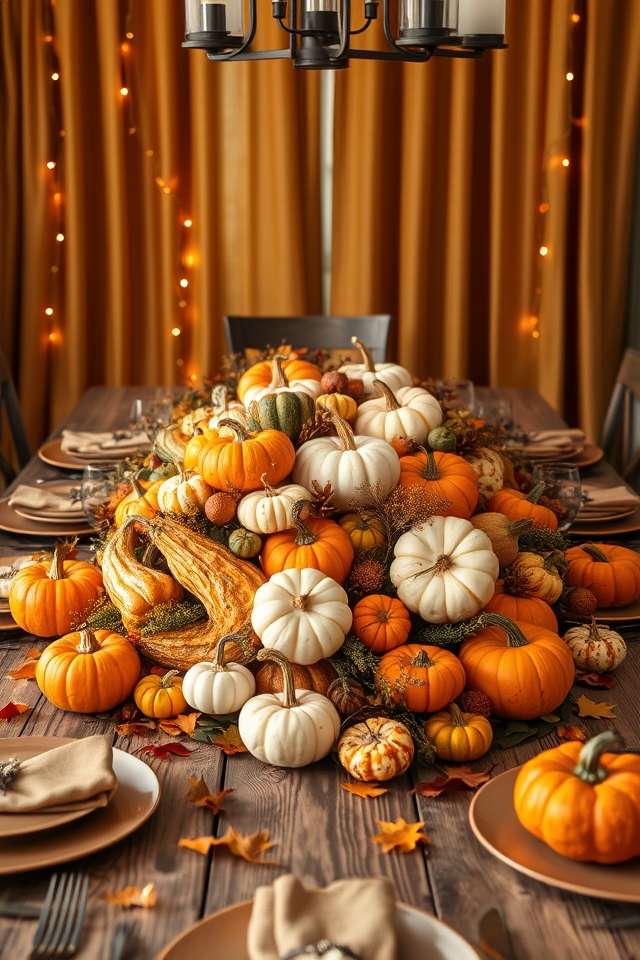 autumn centerpiece with gourds