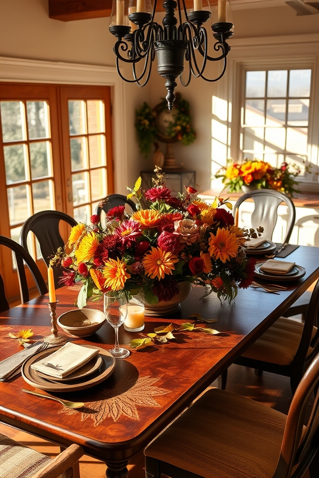 autumn floral dining arrangements
