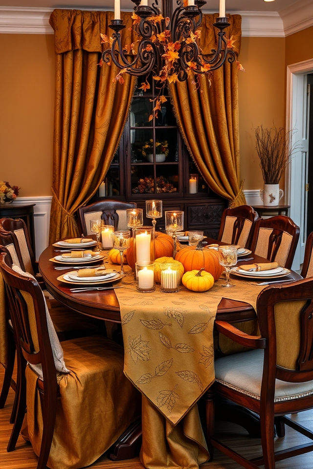 autumn harvest themed dining linens