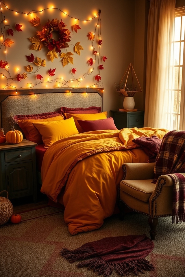 autumn inspired bedroom focal point