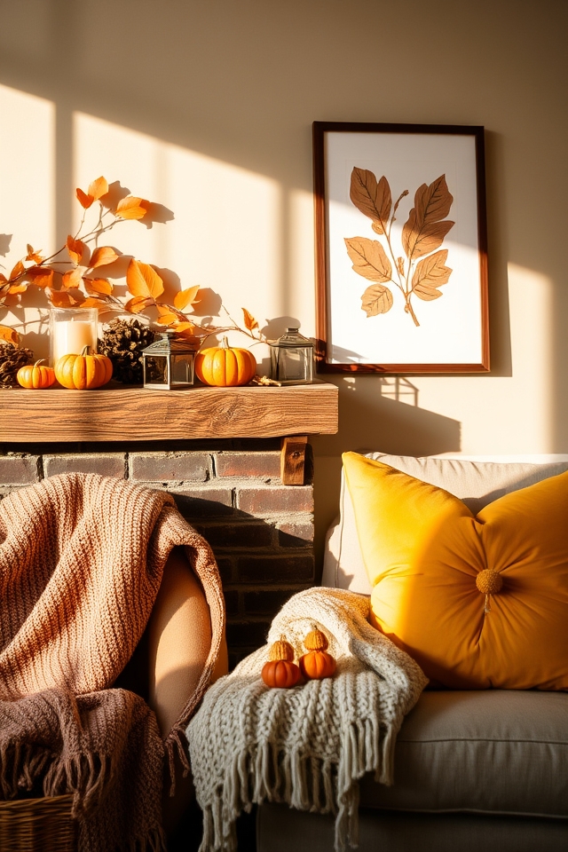 autumn themed decorative shelf ideas