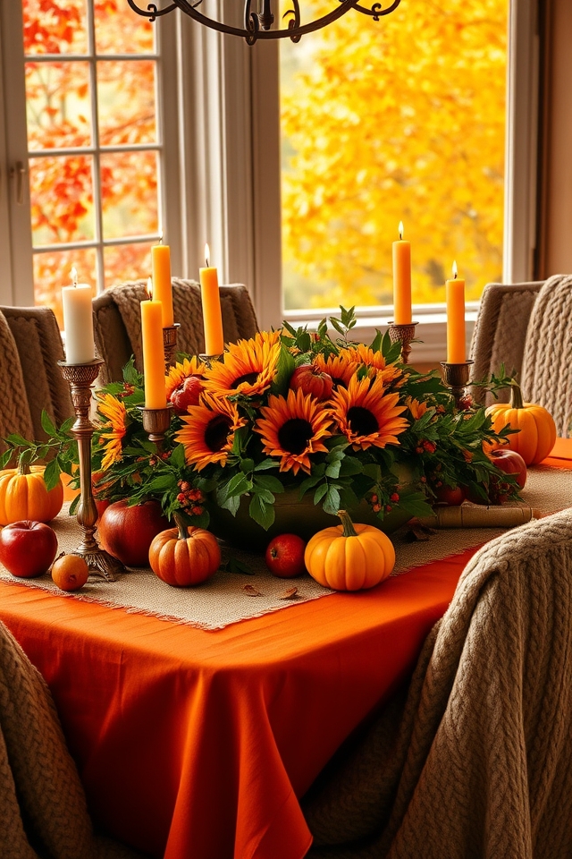 autumn themed dining table decor