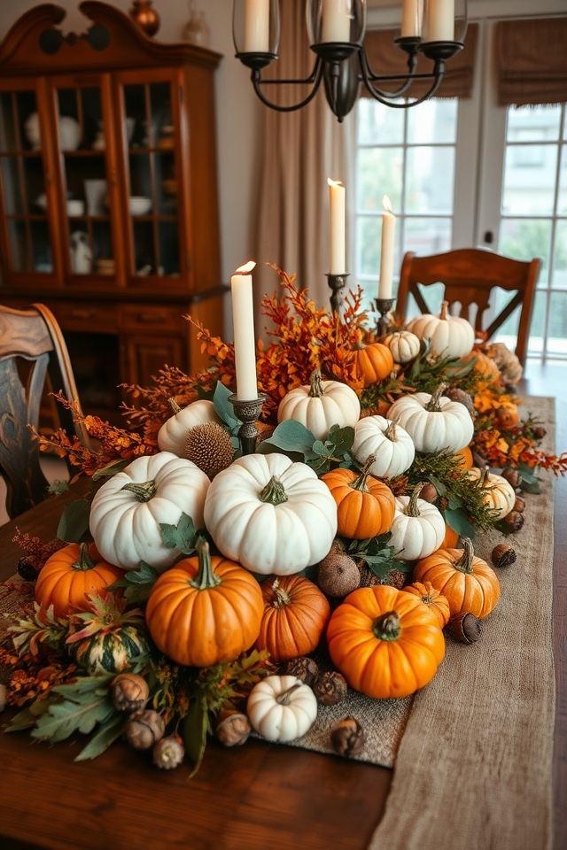 autumnal pumpkin centerpiece decor