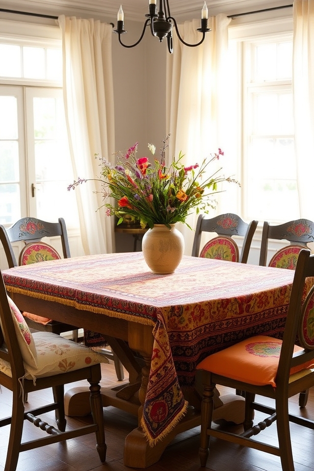 bohemian dining room textiles