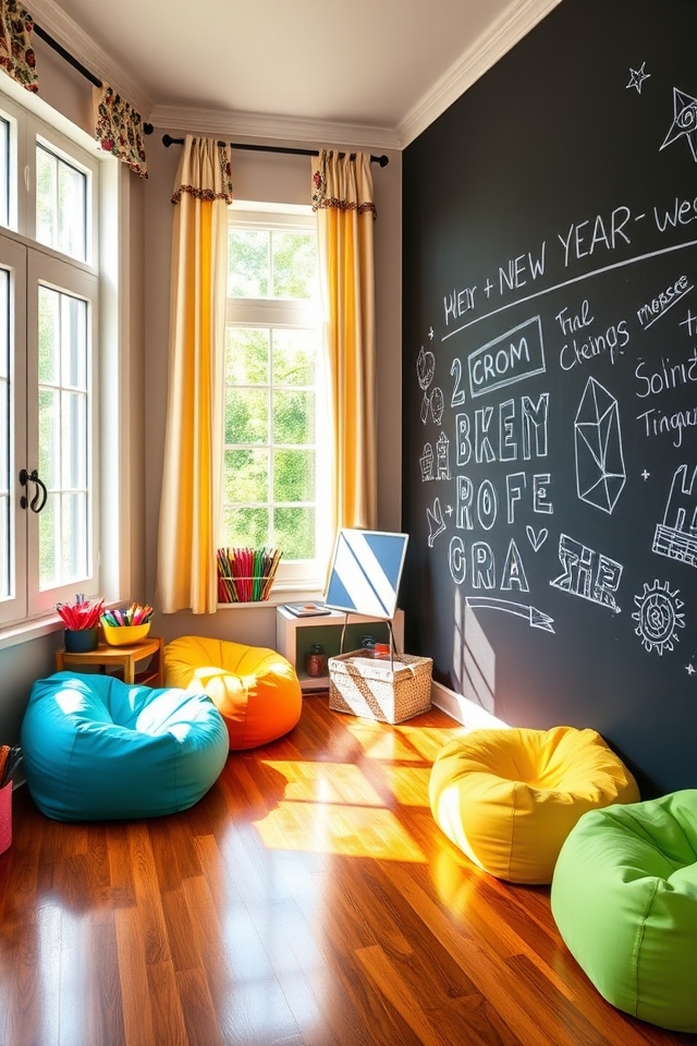 chalkboard wall fosters creativity