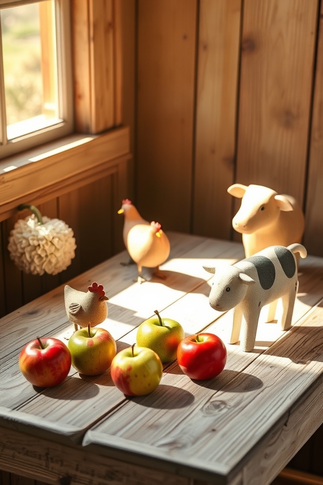 charming apple themed farm figurines