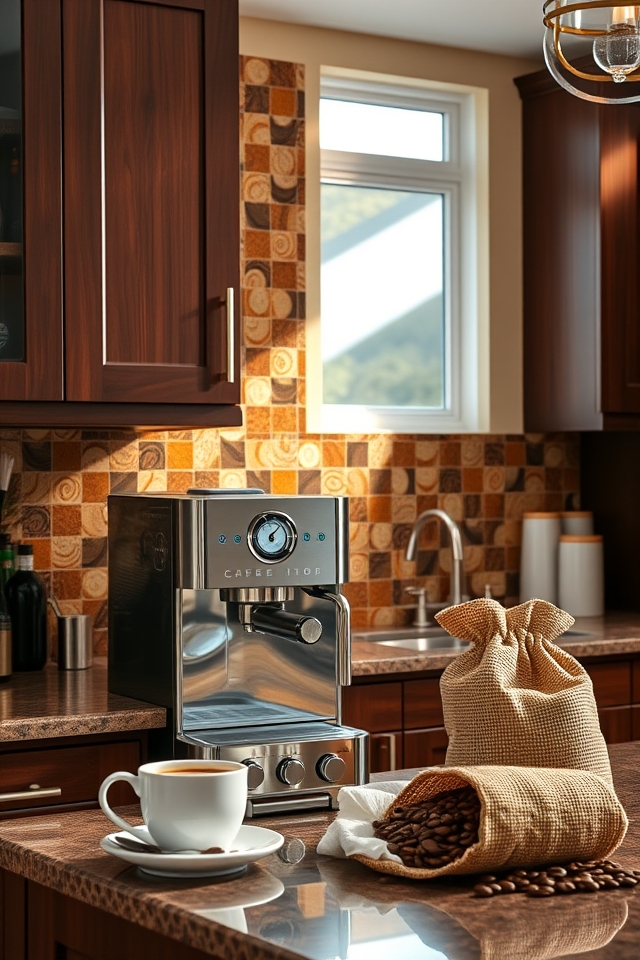 coffee themed kitchen backsplash