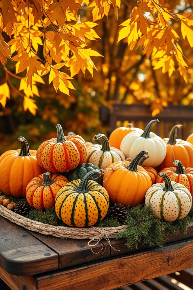 colorful gourd fall decor