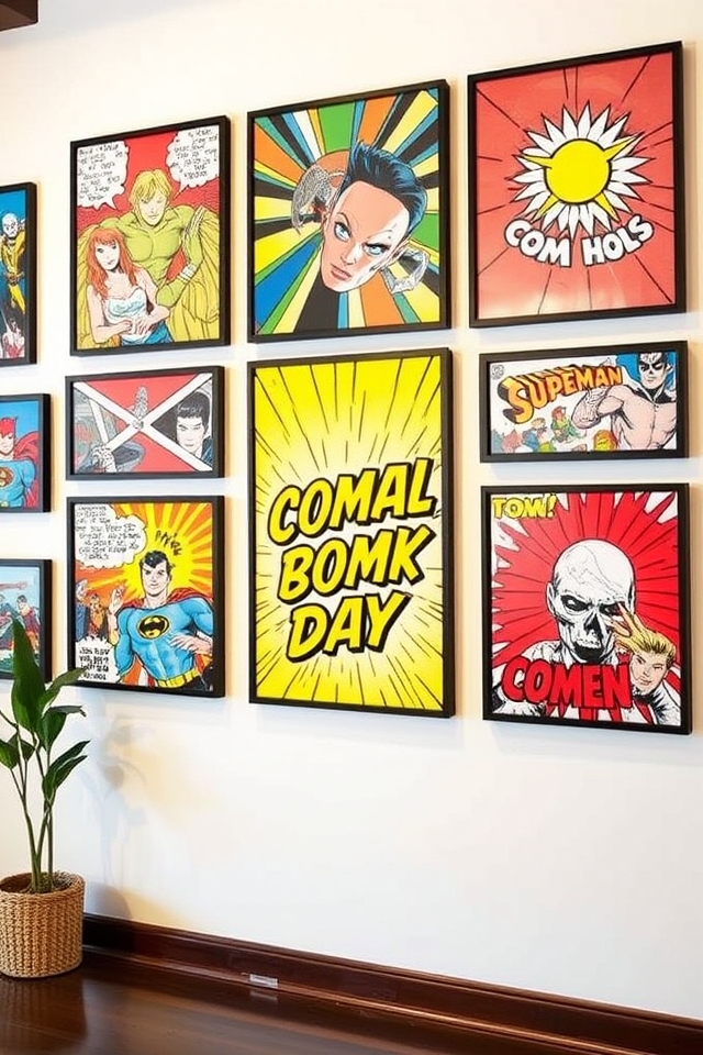 comic themed gallery wall display