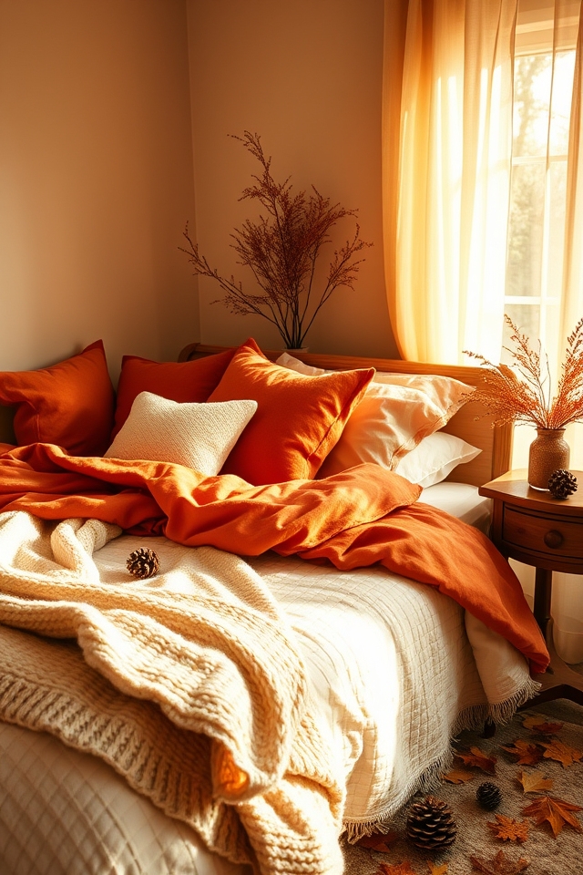 cozy autumn bedroom layering