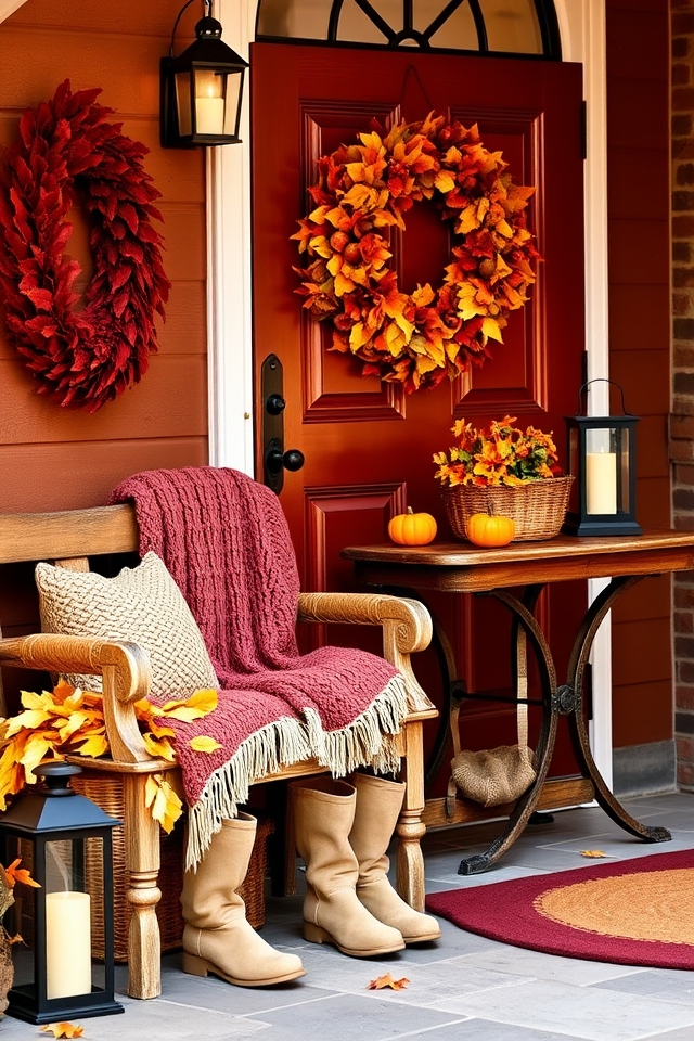 cozy autumn entryway decor