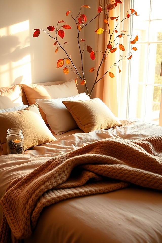 cozy autumn inspired bedroom decor