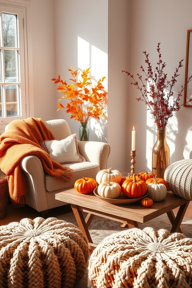 cozy fall pumpkin arrangements