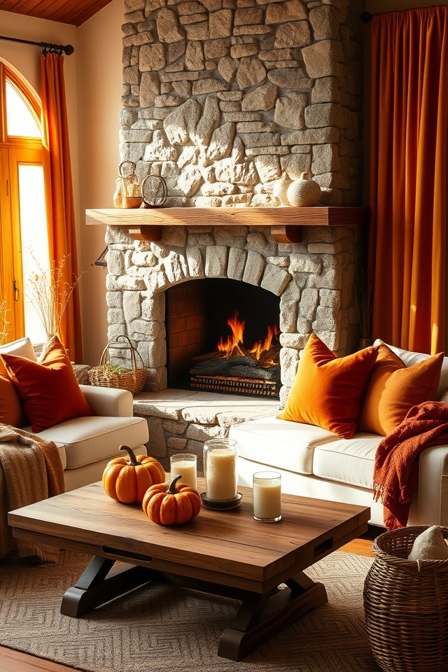 cozy fireplace autumn retreat