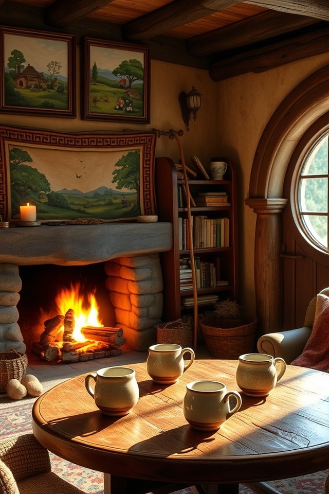 cozy hobbit themed artwork display