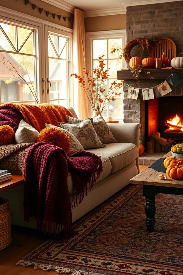 cozy layered textile decor